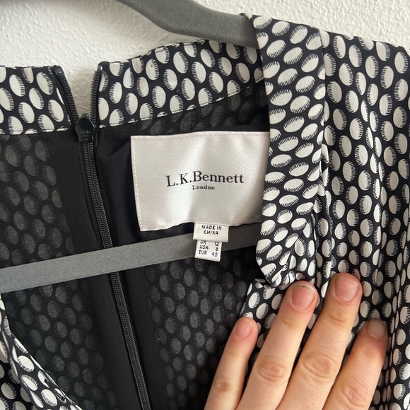 L.K.Bennet London Lorenna Silk Black / White Printed Jumpsuit Size 8 - Picture 3 of 6